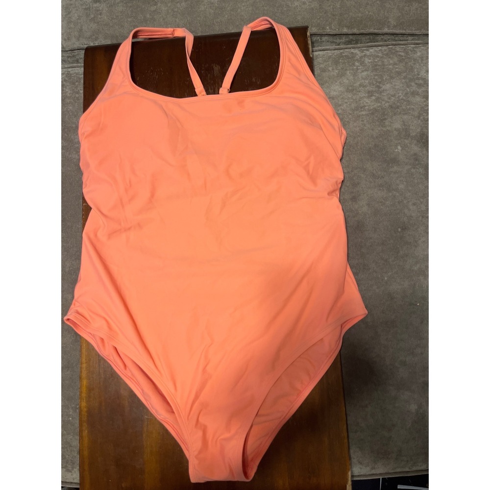 Kona Sol Women's Coral Peach Cutout Back One Piece Swimsuit XL 16 NWT